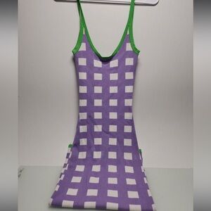 KOLLY Y2K geometric purple green dress